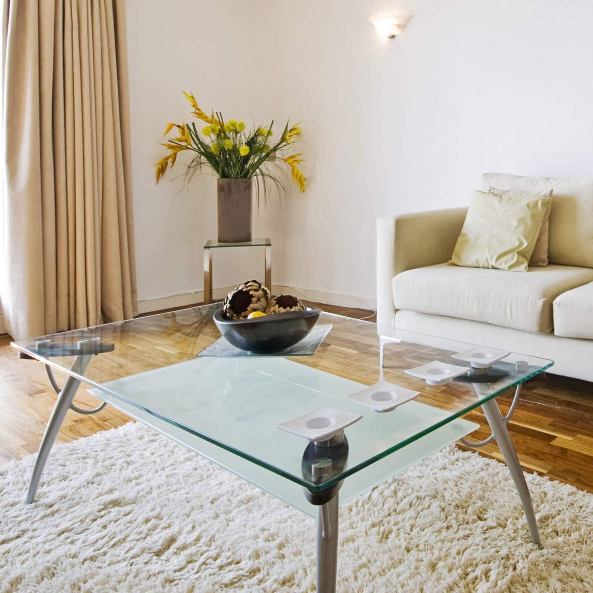 Clear Tempered Glass Table Top 22 Inch Square Flat Polished Edge with 1/4 Inch Thickness for Dining, Coffee or Side Tables by Fab Glass and Mirror