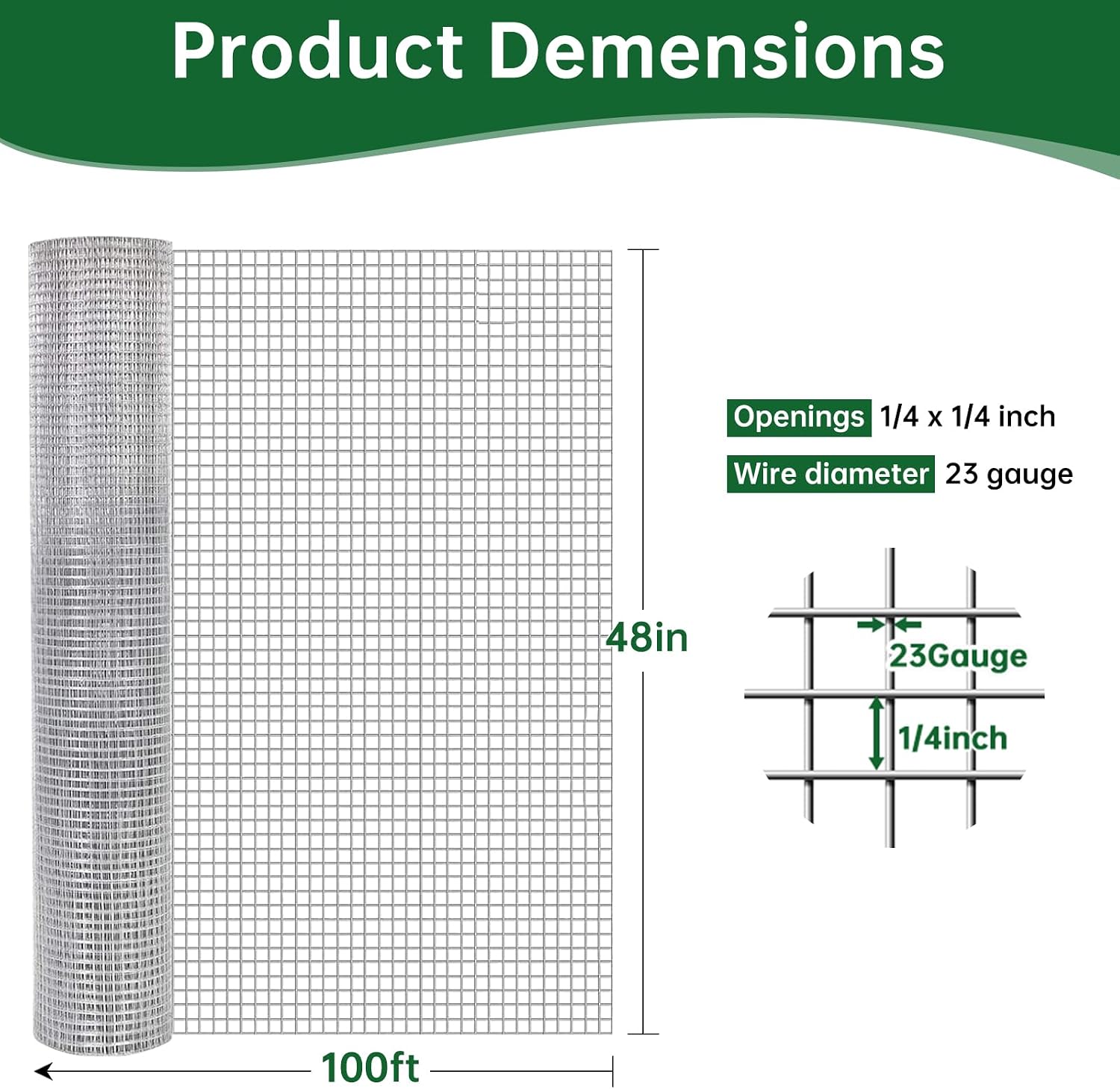 Amagabeli Hardware Cloth 1/2 inch 36 x 100 ft 19 Gauge Chicken Wire Fence Hot-Dipped Galvanized After Welding Welded Wire Fencing Mesh Roll Garden Plant Support Poultry Rabbit Cage Snake Gopher