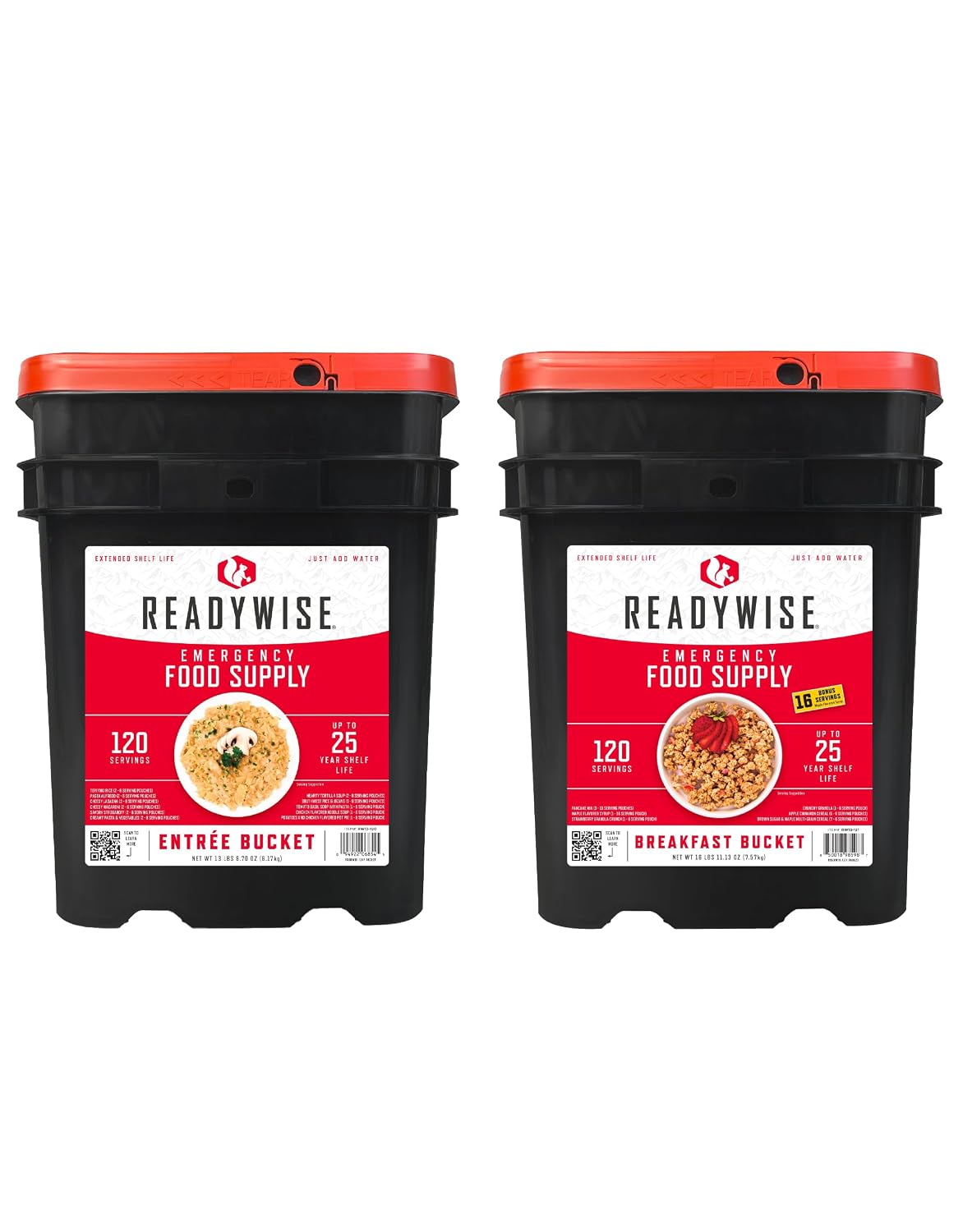 ReadyWise Emergency Food Supply - 360 Servings, 3 Buckets, Freeze Dried & Dehydrated Package of Long Term Meals, Survival Kit for Camping, Prepper Food Storage Supplies, up to 25 Year Shelf Life