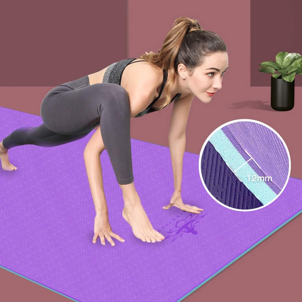 Hatha Yoga Extra Thick TPE Yoga Mat - 72"x 32" Thickness 1/2 Inch -Eco Friendly- With High Density Anti-Tear Exercise Mats For Home Gym Travel &