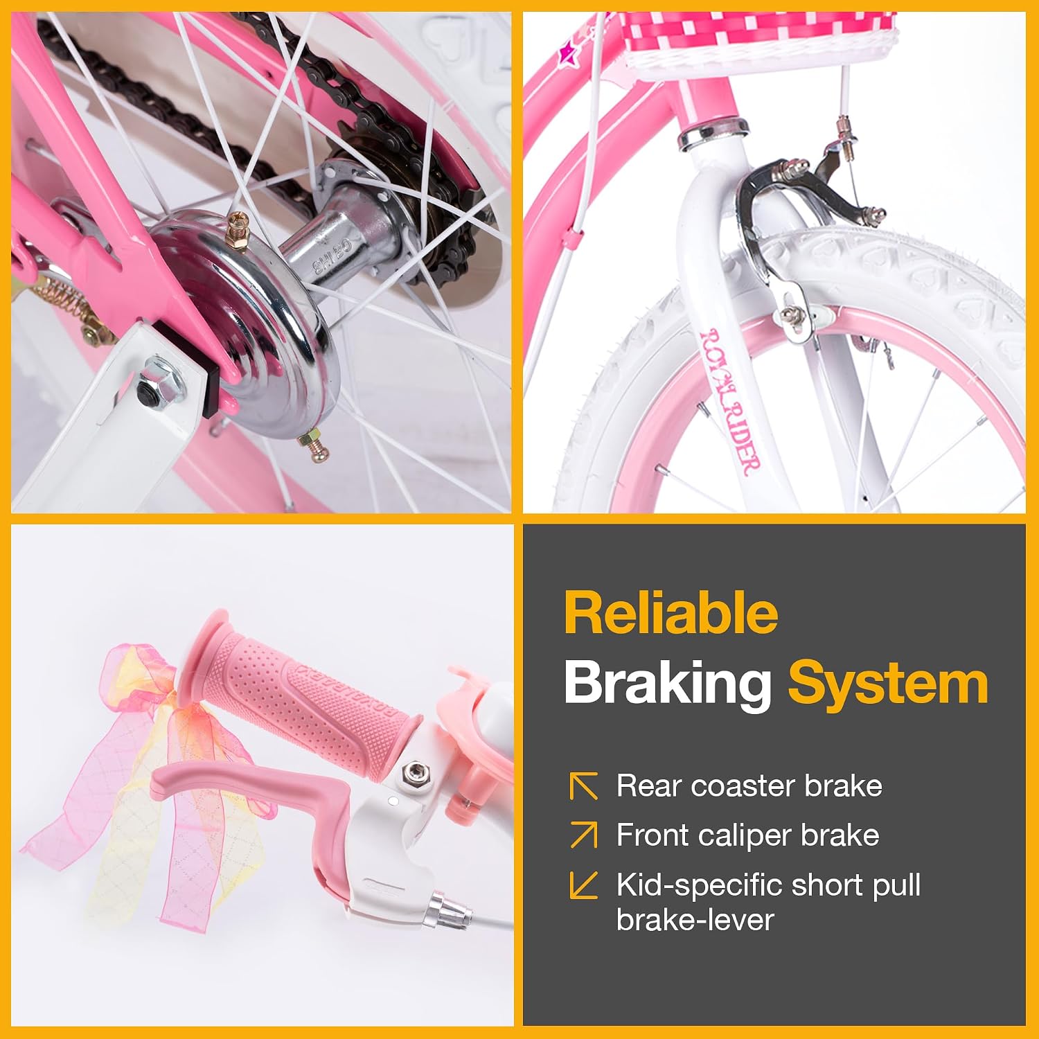 RoyalBaby Girls Bike Classic & EZ Kids Bike, Balance and Pedal Bicycle, 12 14 16 18 20 Inch Toddlers to Big Kids 3-10 Years