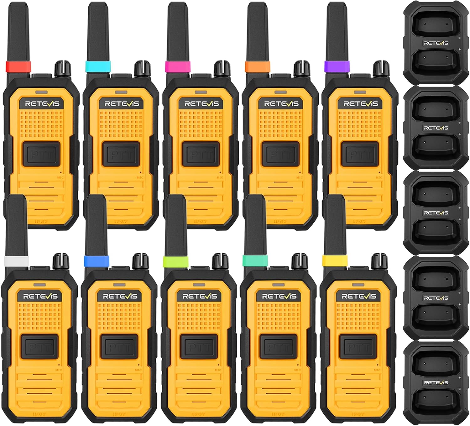 Retevis RB48A IP67 Waterproof Walkie Talkies Long Range Adults | for Manufacturing Construction, Heavy Duty 2 Way Radio, Noise Reduction, Large PTT