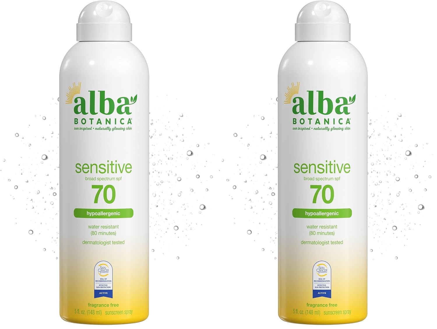 Alba Botanica Sensitive Sunscreen Spray for Face and Body, Fragrance-Free, Broad Spectrum SPF 50, Water Resistant, 5 fl. oz. Bottle