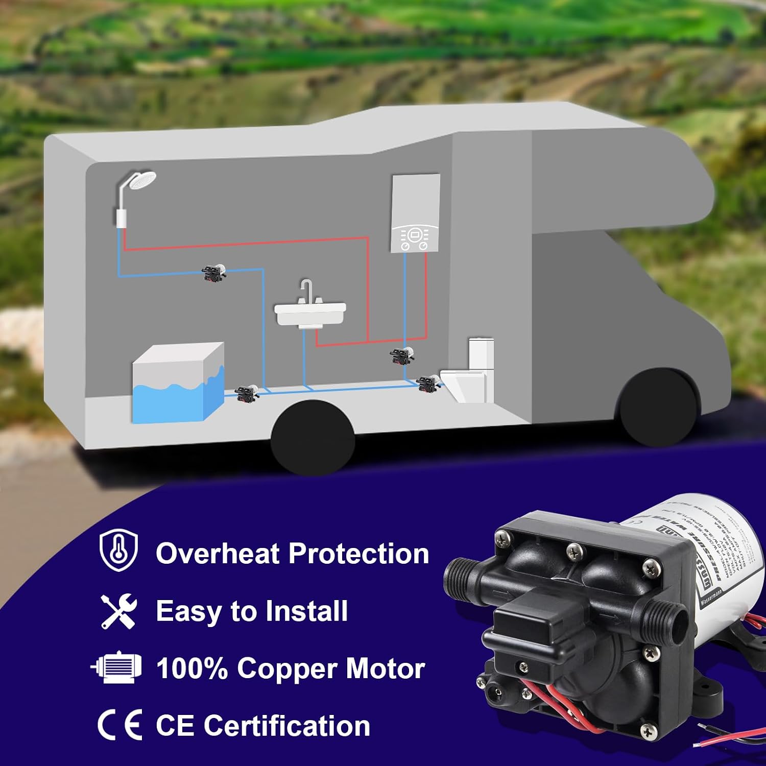 RV Water Pumps 115V AC Pressure Pump with Pressure Switch, Self-priming Water Pump 4.0GPM 45PSI, Fresh Water Pump for RV, Kitchen Barthroom Camping Marine Yacht Garden Diaphragm Pump115volt