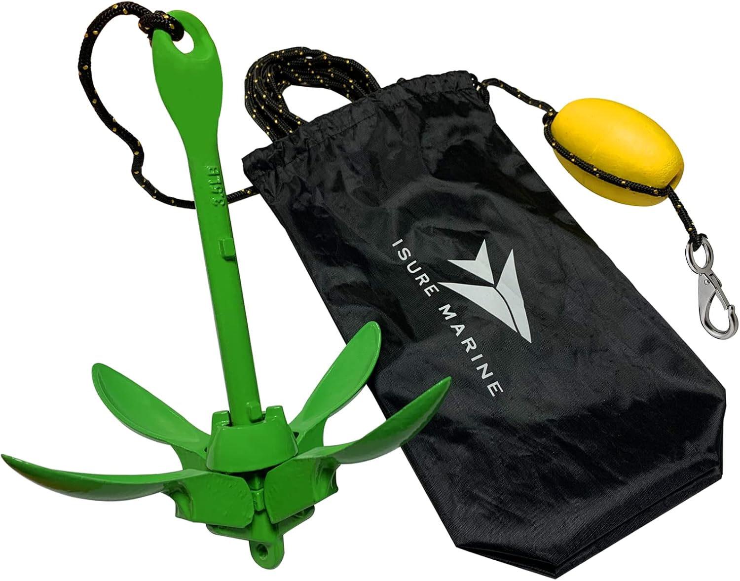 ISURE MARINE Kayak Anchor Kits Portable Folding Grapnel Anchor Buoy Kit Canoe Kayak Raft Boat Sailboat Fishing 3.5 lbs Marine Rope for Small Boats
