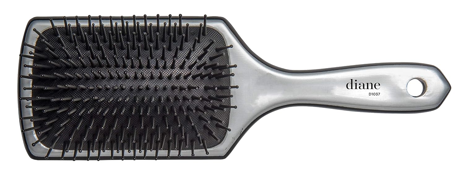 Diane Small Cushion Paddle Brush, 13-Row, Ideal for Medium to Thick Hair, Detangling and Smoothing, Silver