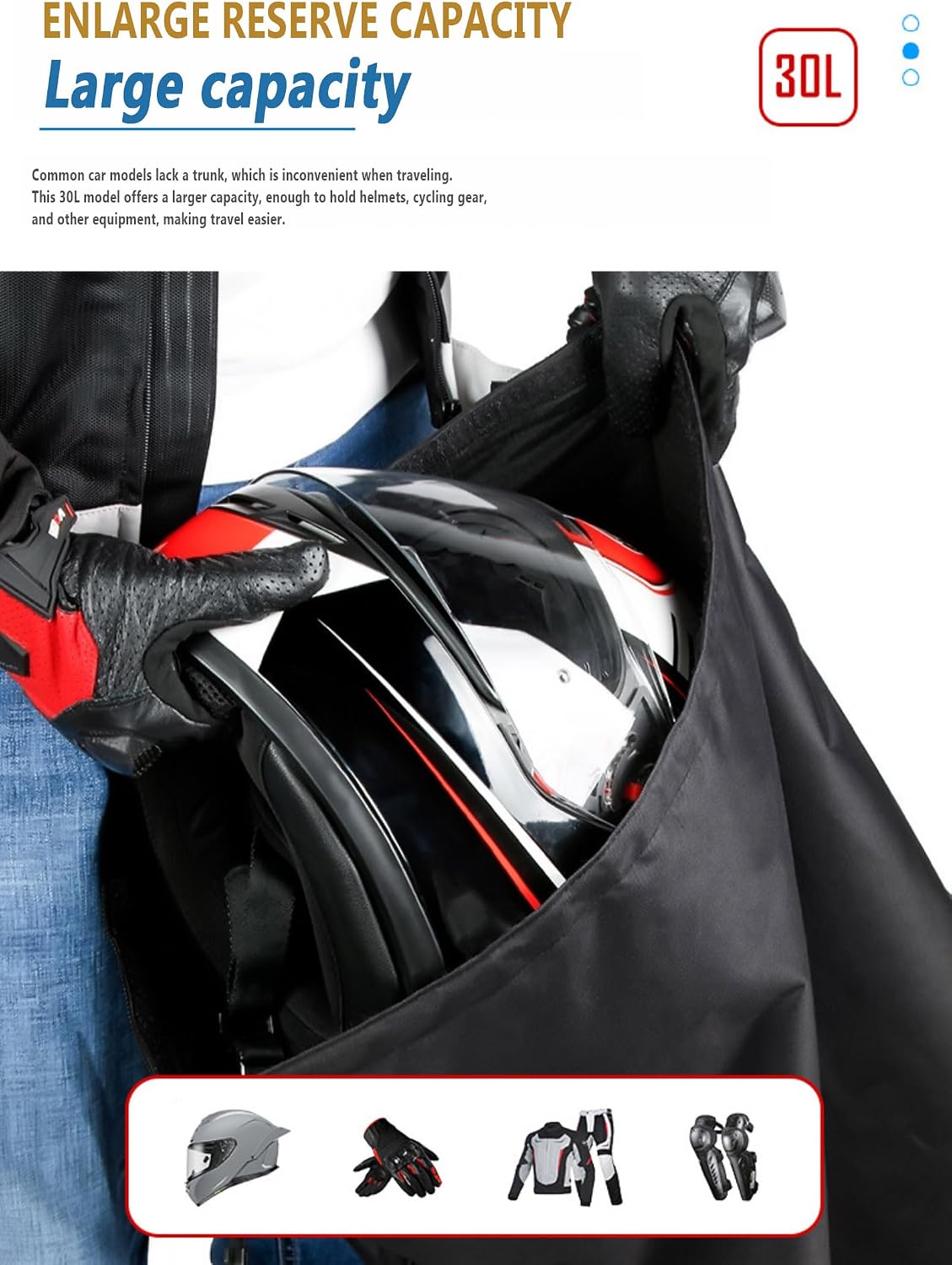 Motorcycle Helmet Bag for HJC CS-R3 II 2022-2026, 30L Outdoor Lightweight Durable Oxford Cloth Helmet Bag
