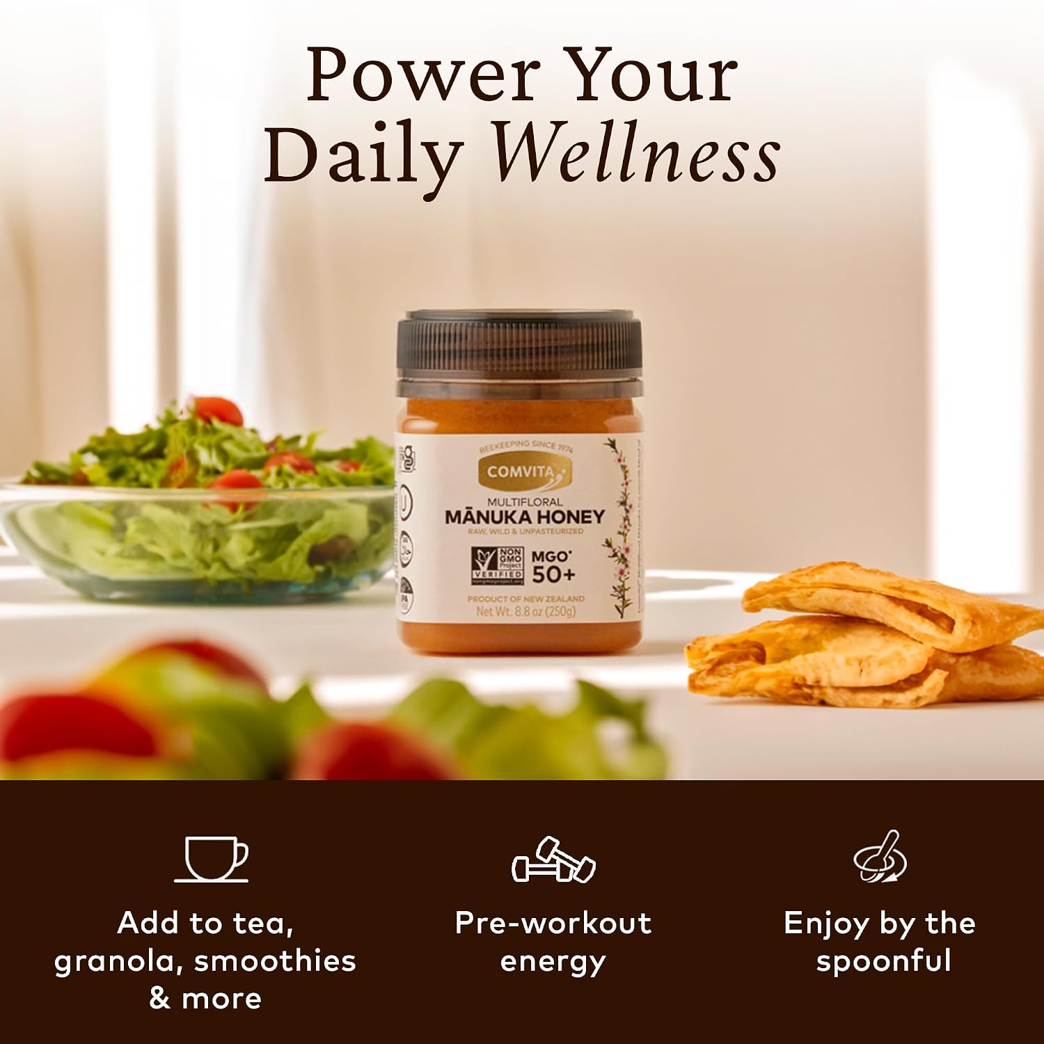 Comvita Manuka Honey MGO 50+ Multifloral Non-GMO Raw Honey - 500g (17.6 Oz)