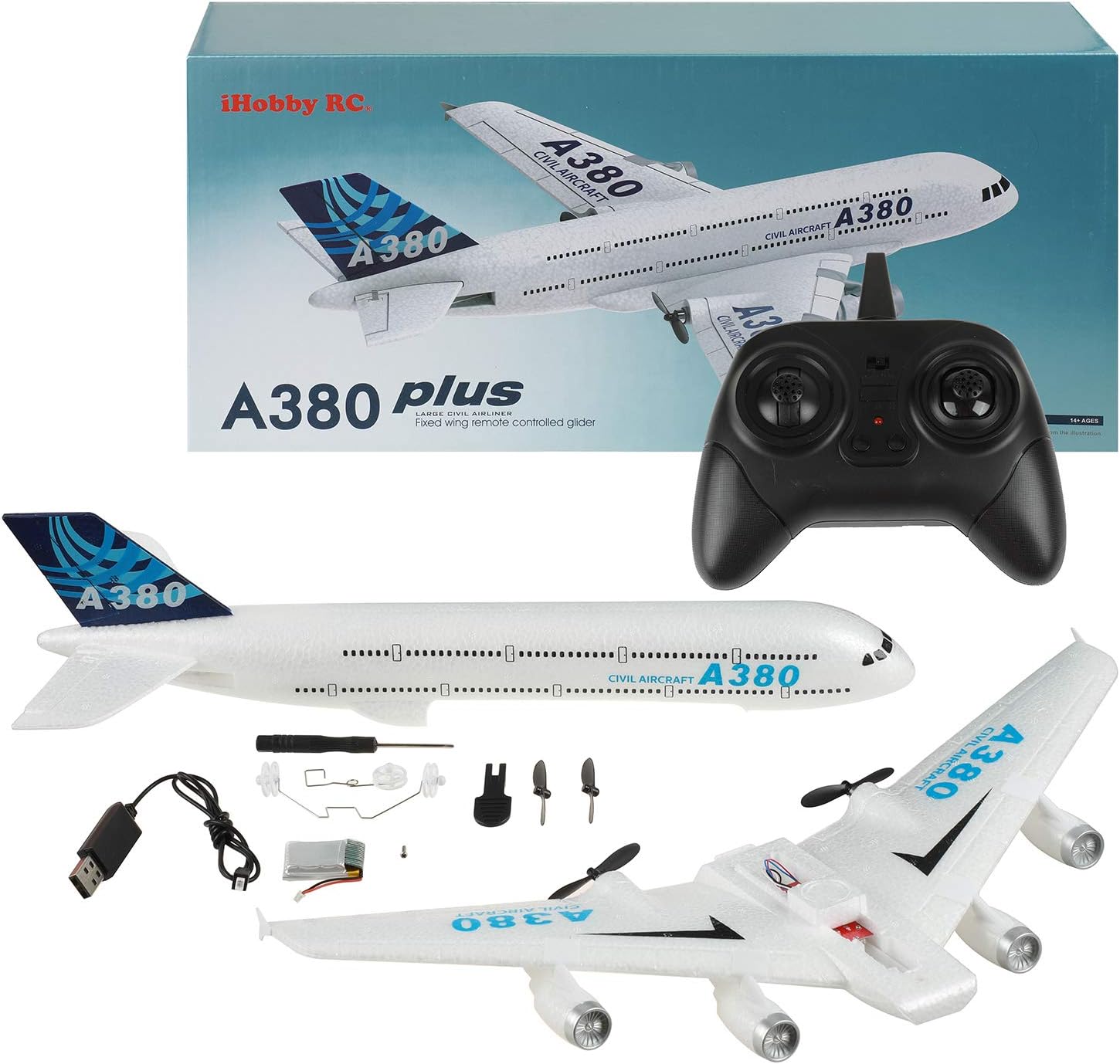 RC Airplane Airbus A380, Easy to Fly RC Plane for Kids Beginner & Adults