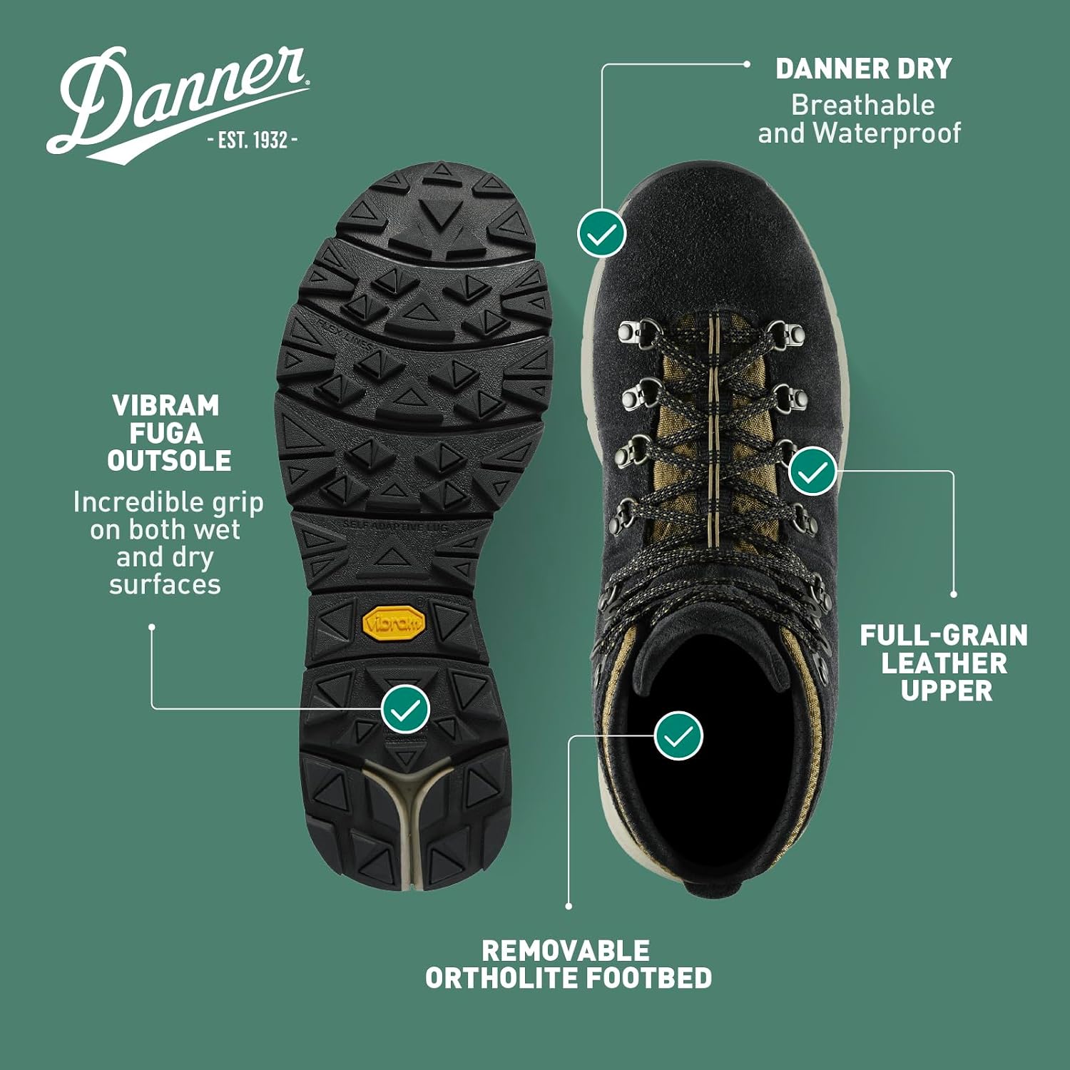 Danner Mountain 600 Hiking Boots for Women - Waterproof, Durable Suede Upper, Breathable Lining, Triple-Density Footbed & Vibram Traction Outsole