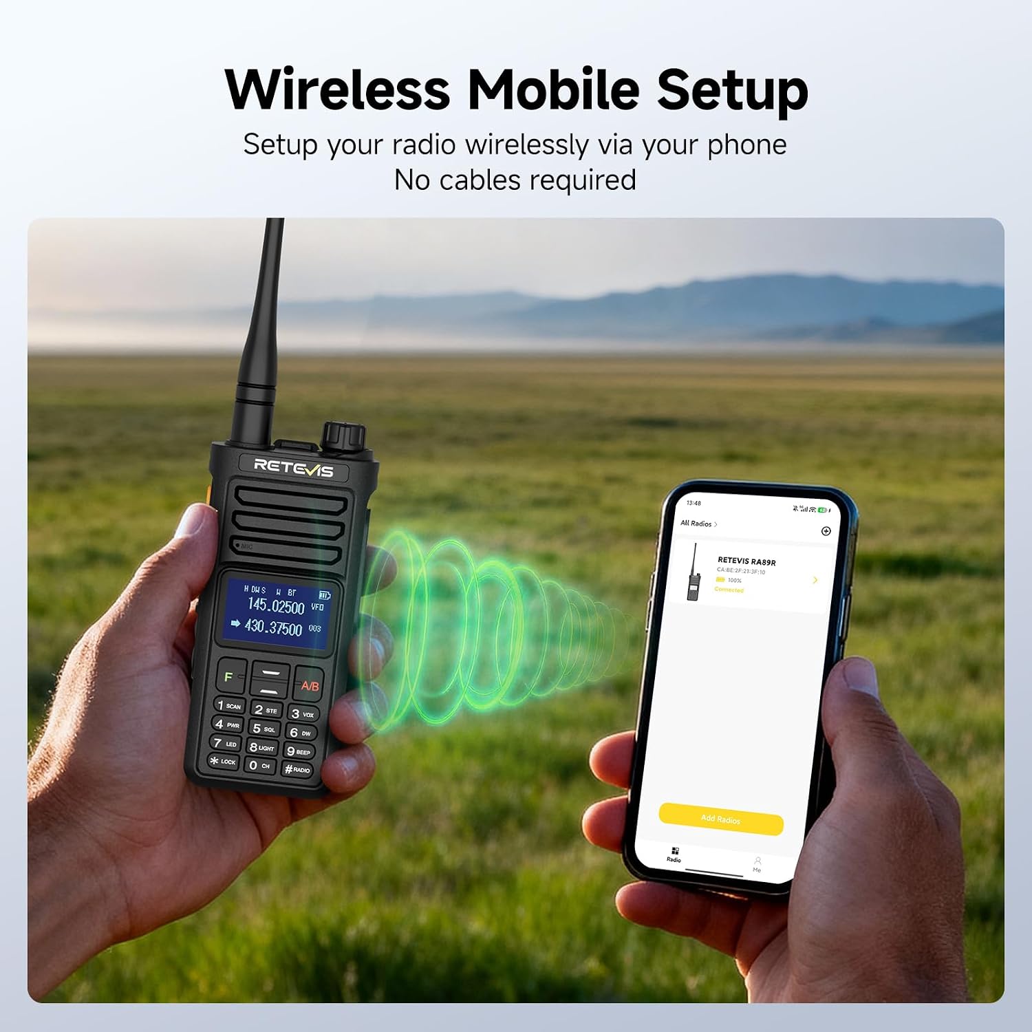 Retevis RA89R Ham Radio with Cross-Band Repeater, Long Range Radio | for Emergency, Survival, with APP Setting, Dual Band, High Power, IP54, Handheld, Long Range, 2800mAh USB-C Rechargeable