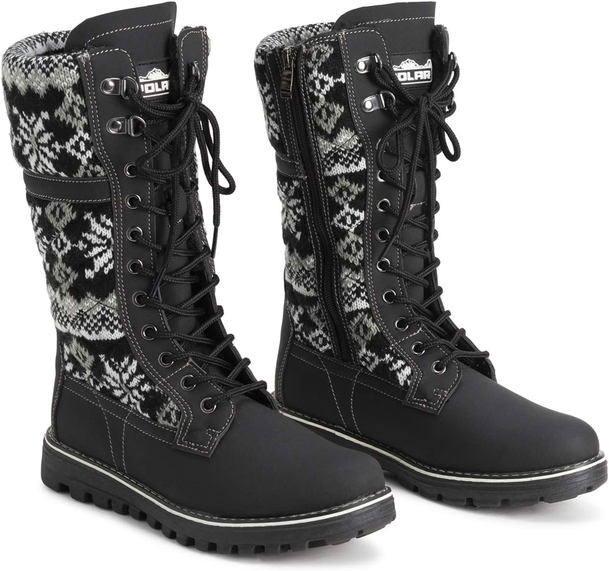 POLAR Womens Faux Fur Warm Thermal Waterproof Outdoor Walking Snow Winter Rubber Sole Calf Boots