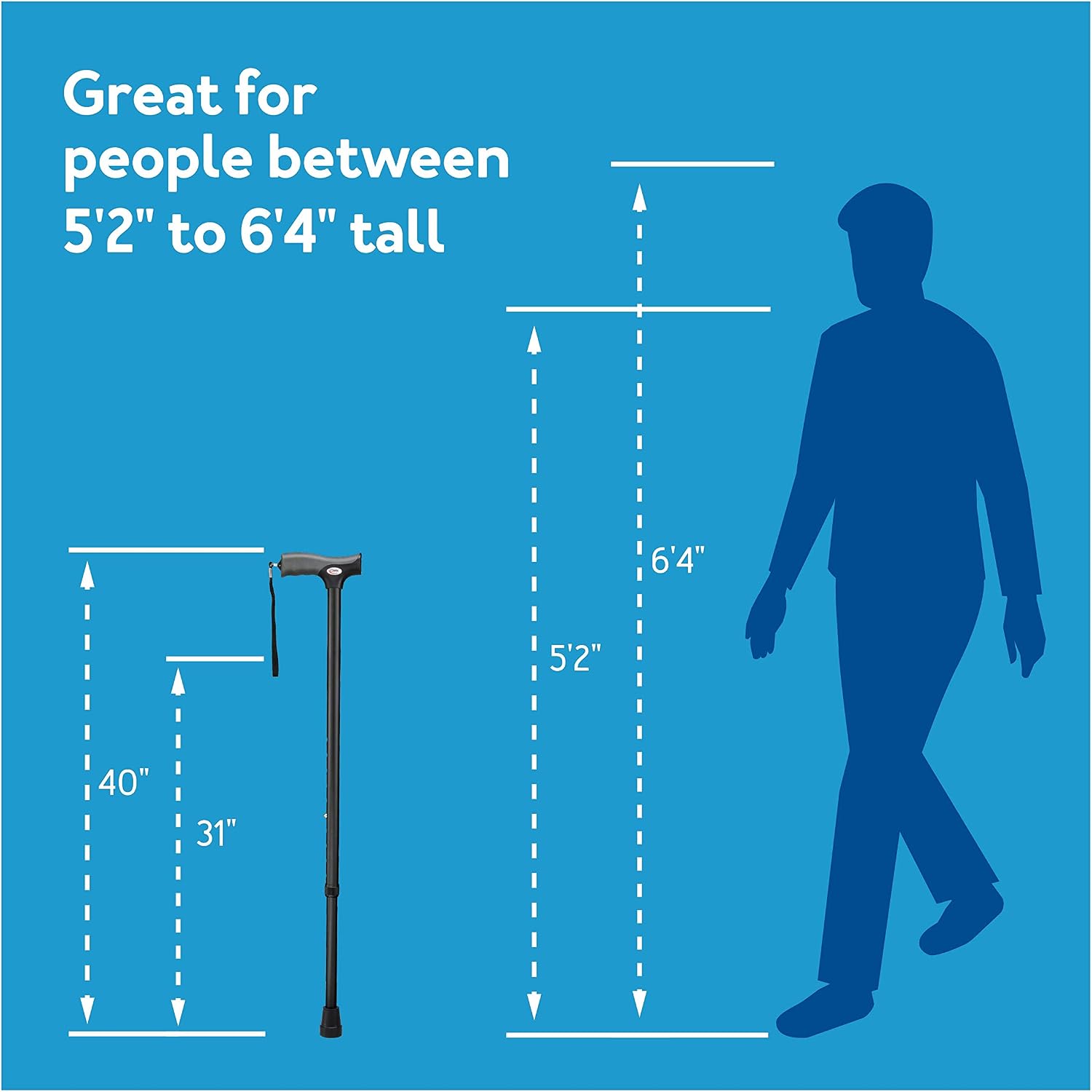 Carex Soft Grip Walking Cane with Strap, Anti-Slip Walking Cane for Easy Maneuvering, Walk Stick for Seniors & Adults with Added Support and Adjustable for Balance, Supports up to 250 lbs