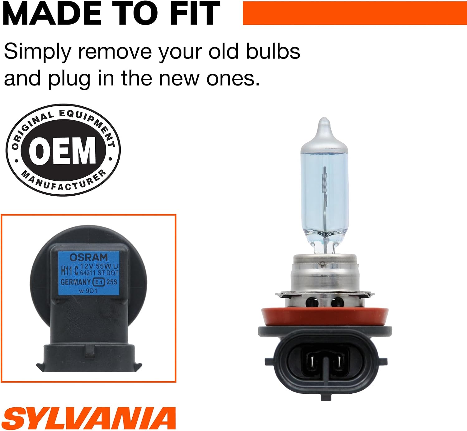 SYLVANIA - H11 SilverStar - High Performance Halogen Headlight Bulb, High Beam, Low Beam and Fog Replacement Bulb