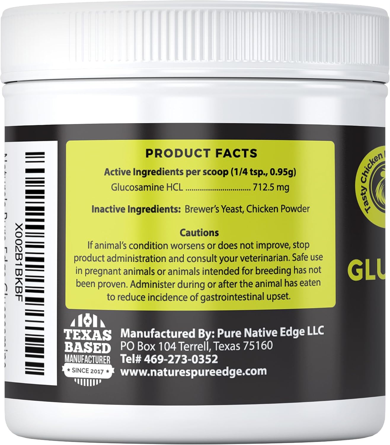 Nature's Pure Edge Original Extra Strength Glucosamine Dog and Cat Supplement Flavored with Real Chicken. Treats Painful and Damaged Joints. Large