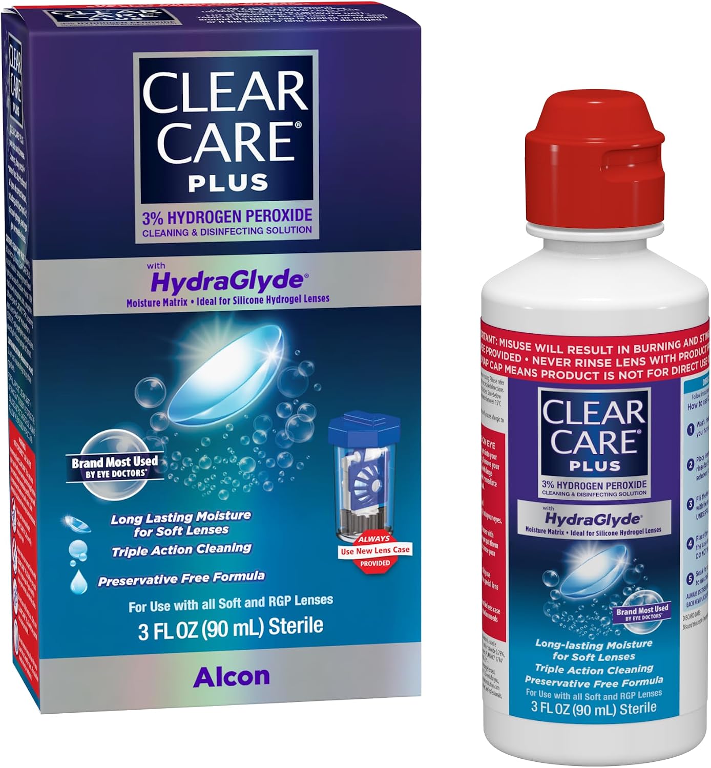 CLEAR CARE Plus Cleaning & Disinfecting Contact Lens Solution, 3 Fl Oz
