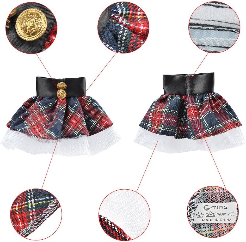 E-TING Santa Clothing Red-Blue Plaid Dress with Boots for elf Doll
