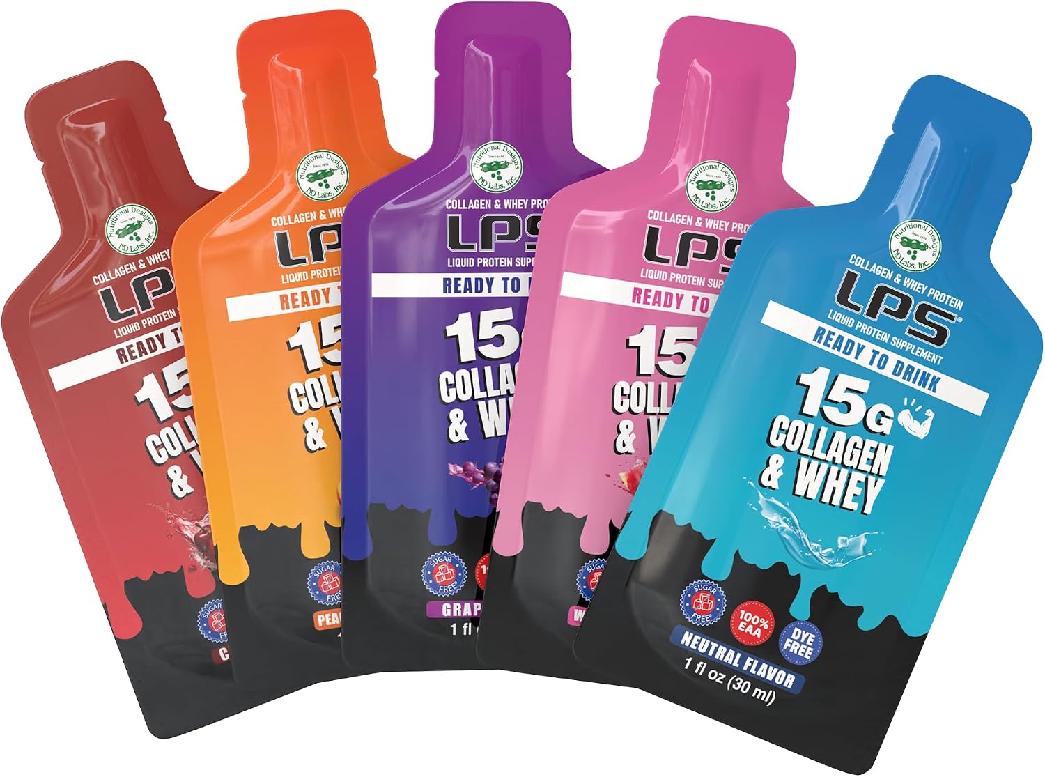 Nutritional Designs LPS Liquid Collagen & Whey Protein Supplement - Non-GMO Drink, Sugar-Free - Promotes Healthy Skin & Hair for Men & Women, Grape