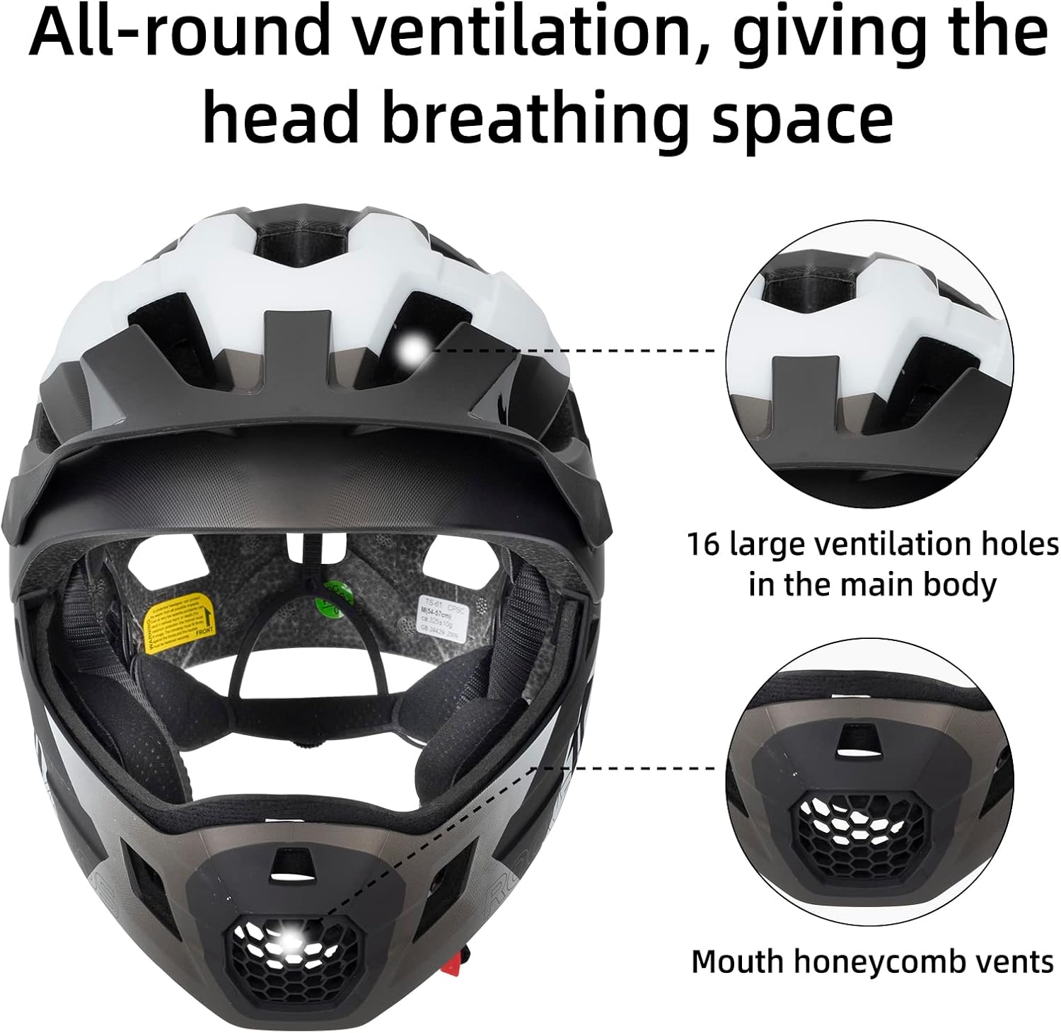 ROCKBROS Kids Full Face Bike Helmet Lightweight Detachable MTB Helmet