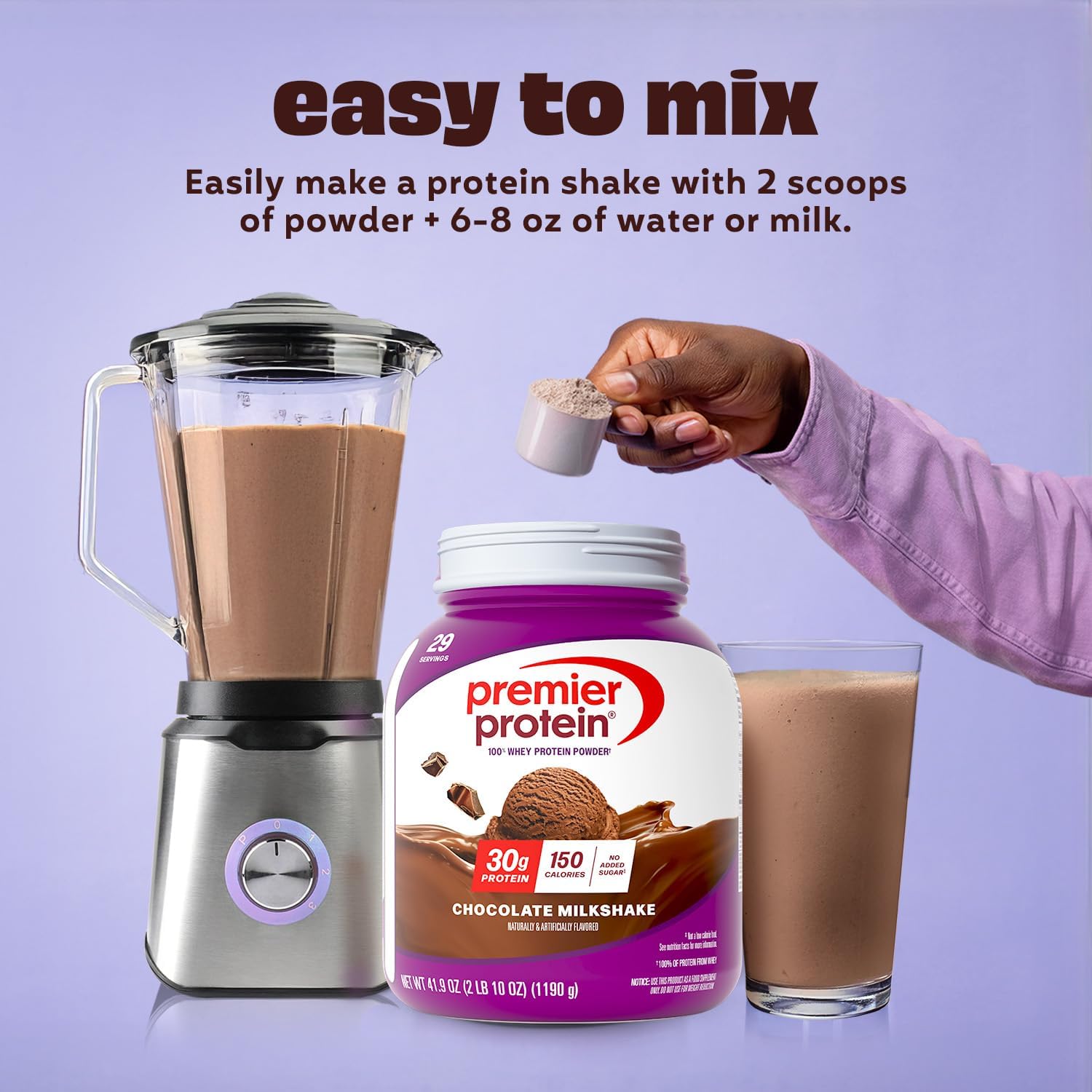 Premier Protein 30g High Protein Powder, 100% Whey, Chocolate, 17 Servings | No Added Sugar, Supports Muscle Health, Soy & Gluten-Free, 1.44 lb