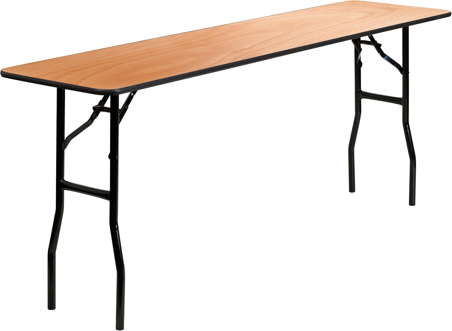 Emma + Oliver 72 in Natural Wood Rectangular Folding Table | Clear Coated Finished Top, Lightweight, Easy Storage, Event Table