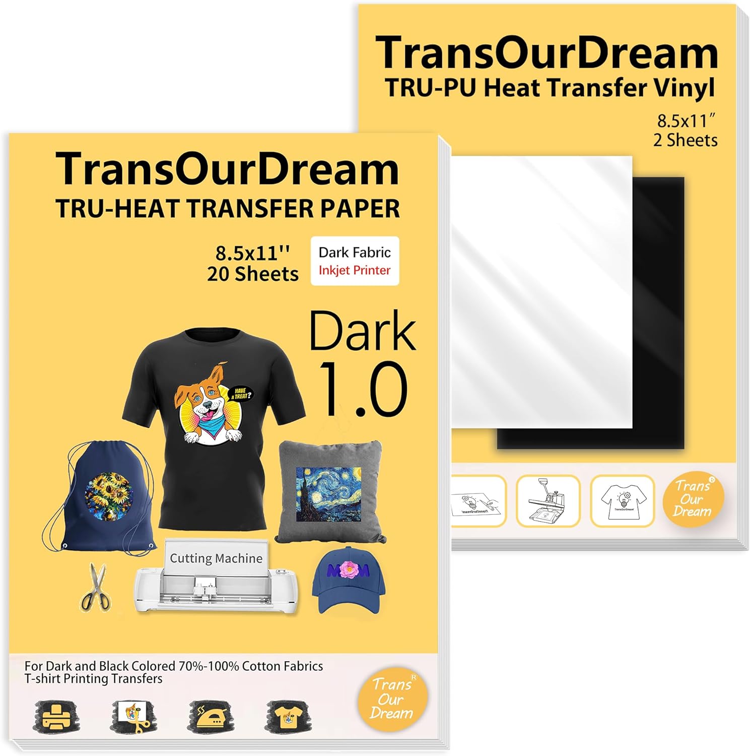 TransOurDream Upgraded Iron on Heat Transfer Paper for T Shirts (8.5x11''