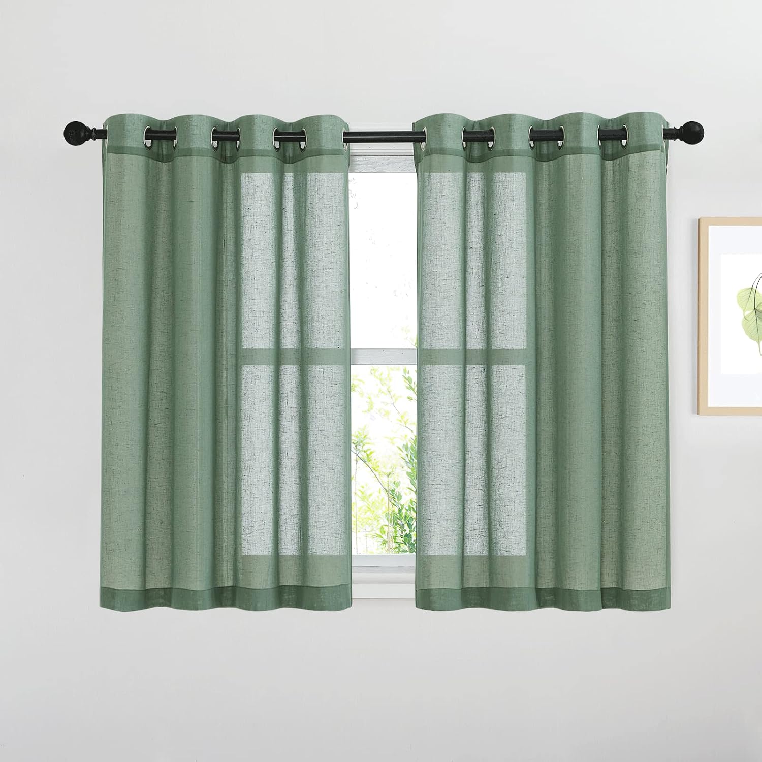 NICETOWN Linen Curtains Semi Sheer Bedroom Window Curtains