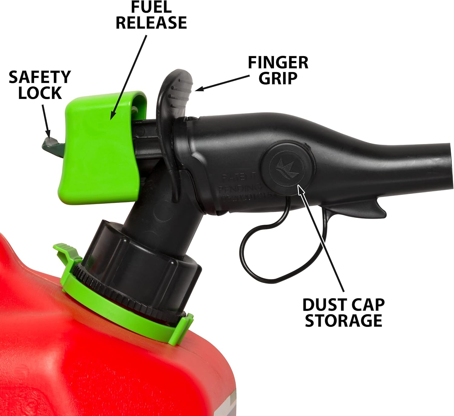 Scepter 1 Gal Gas Can, Spill Proof SmartControl Spout, Spout Extender, Red