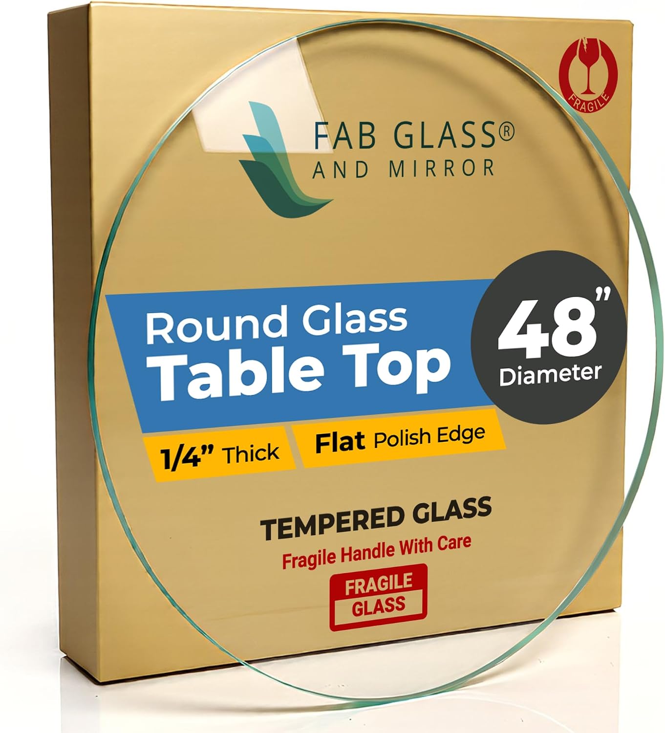 22 Inch Round Tempered Beveled Polished Edge Glass Table Top -1/2” Thick Round Glass Table Top–Heavy Duty, Dining, Coffee, and Office Tables by Fab Glass and Mirror