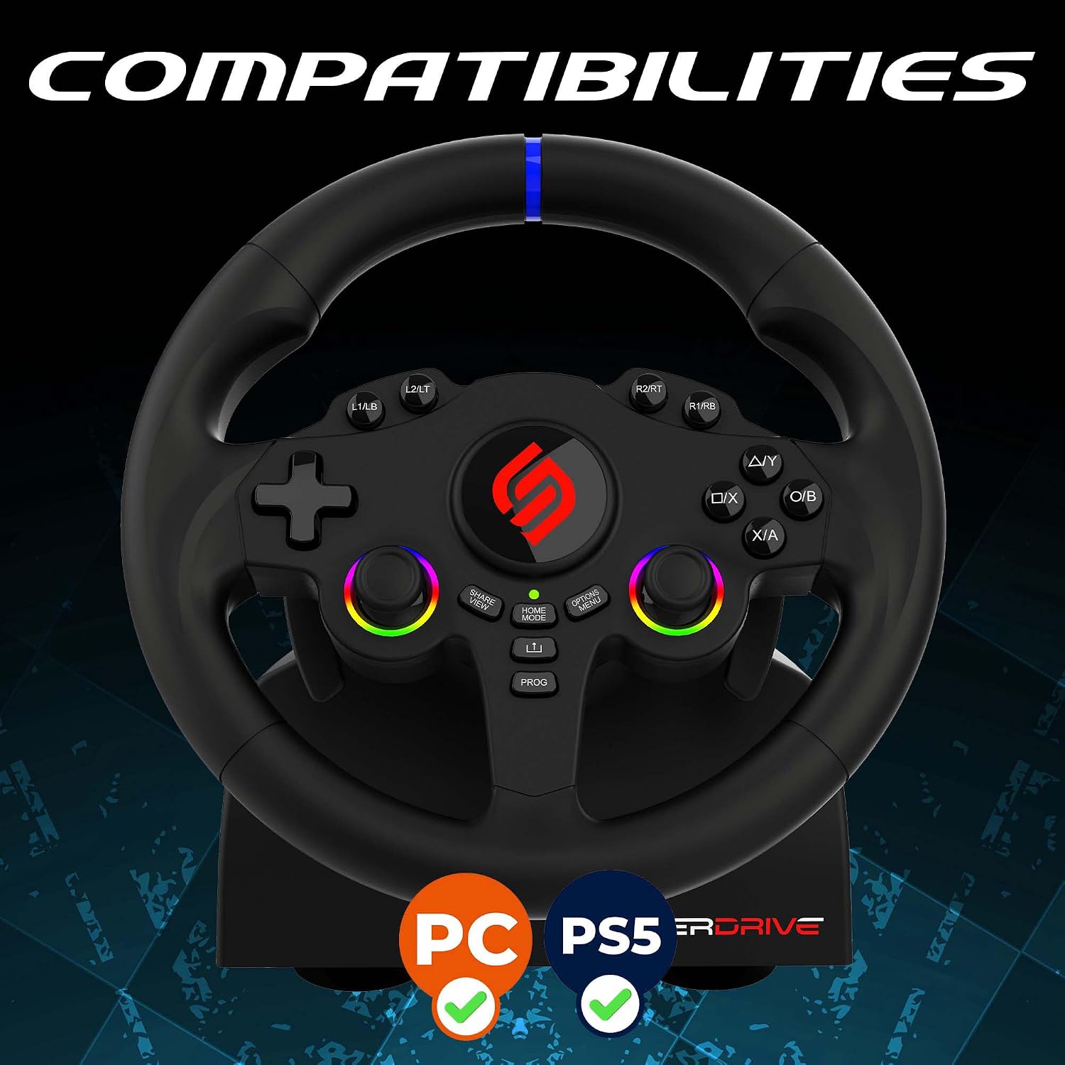 SUBSONIC Racing SV250 Gaming Steering Wheel Switch 2, PS4, Xbox & PC – 180°