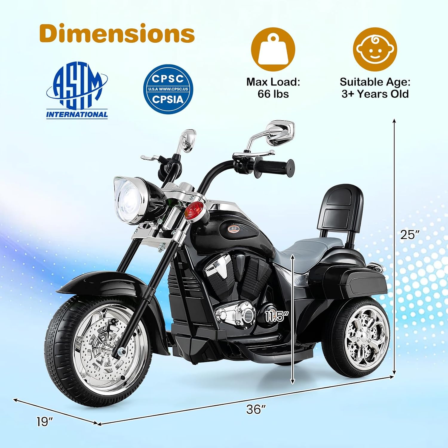 Costzon 6V Ride on Chopper Kids Motorcycle with Horn, Headlight (Red)