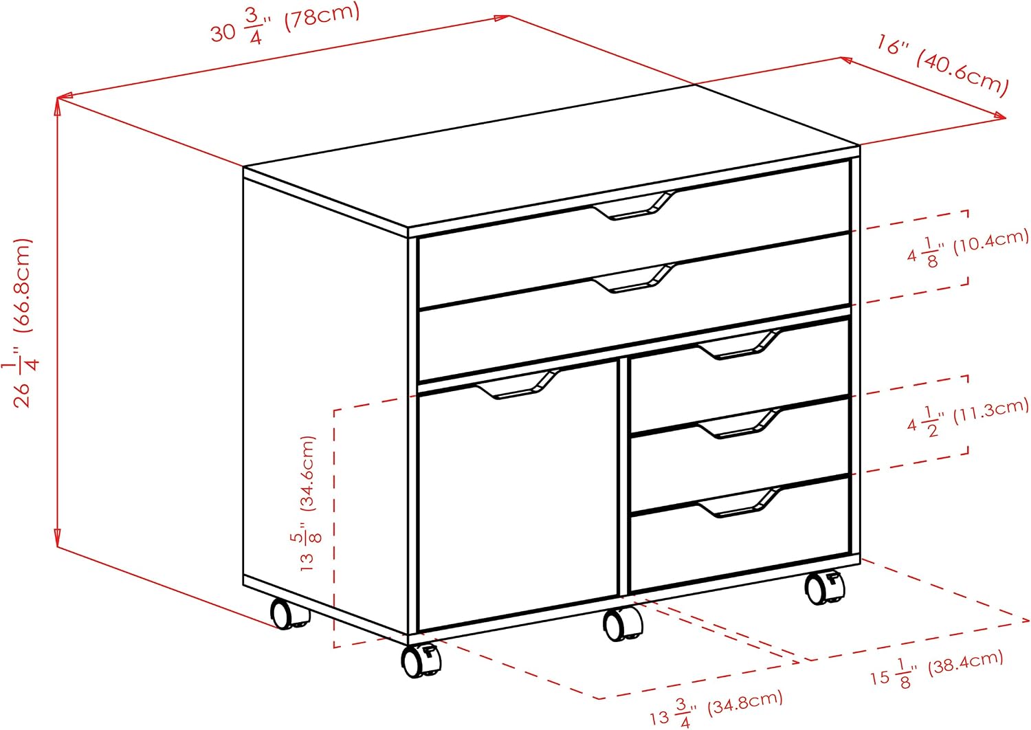 Winsome Halifax Mobile Storage Cabinet with Doors & Drawers, Stylish & Functional Home Storage Cabinet for Filing, Kitchen Organization, Moveable Furniture for Office, Dorms, Apartments