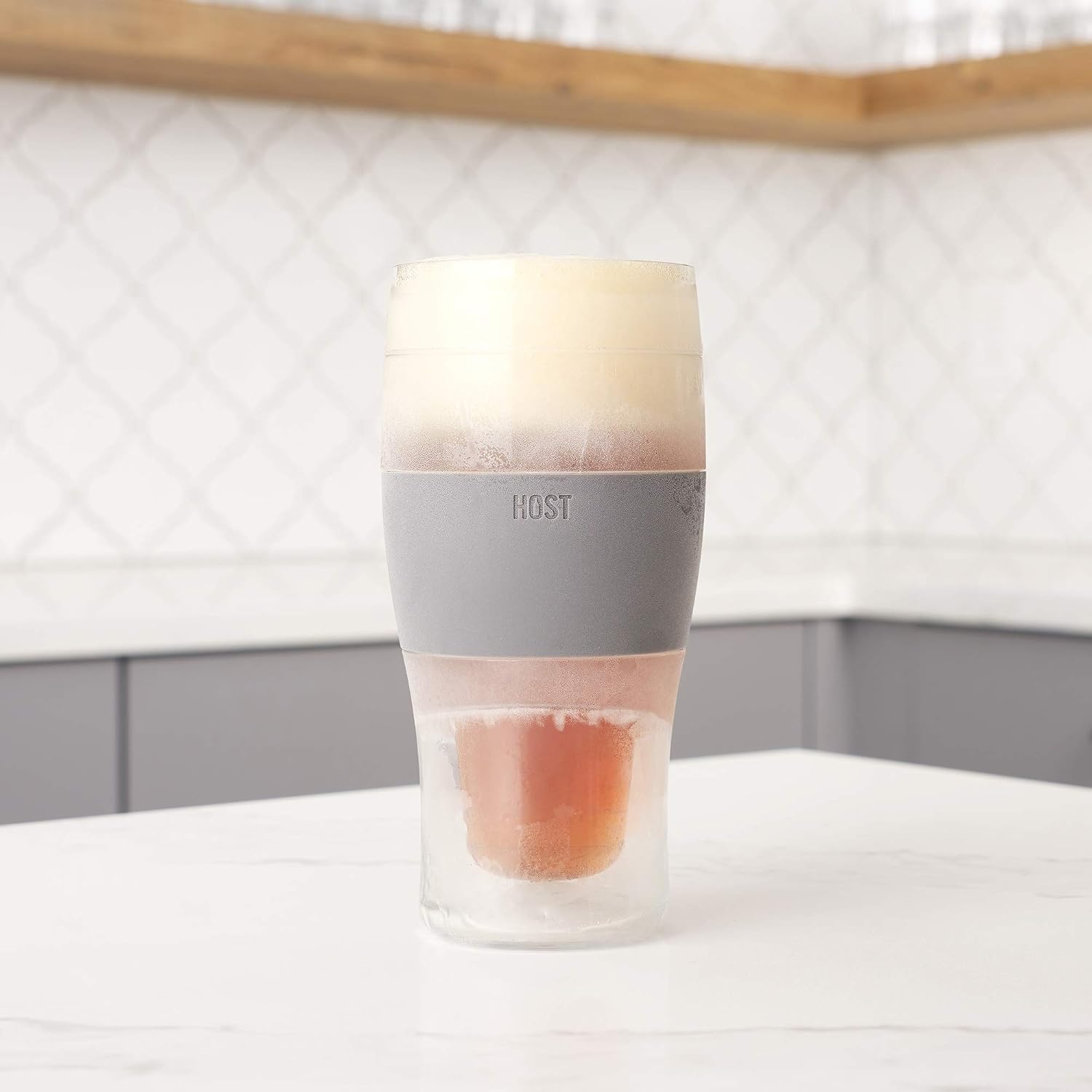 Host FREEZE Beer Glasses, Frozen Beer Mugs, Freezable Pint Glass Set, Insulated Pint Glass to Keep Your Drinks Cold, Double Walled Insulated Glasses