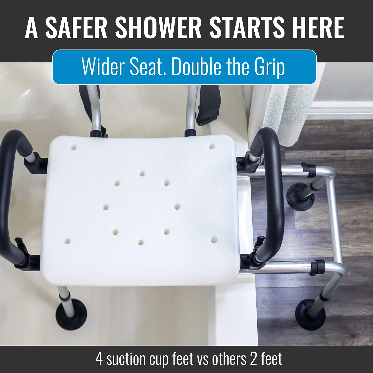 DMI Tub Transfer Bench and Shower Chair with Non Slip Aluminum Body, FSA Eligible, Adjustable Seat Height and Cut Out Access, Holds Weight up to 400 Lbs, Bath and Shower Safety, Transfer Bench