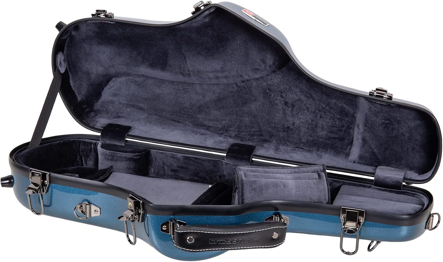 Crossrock Alto Saxophone Case-Fiberglass Hardshell with Backpack Straps in Blue