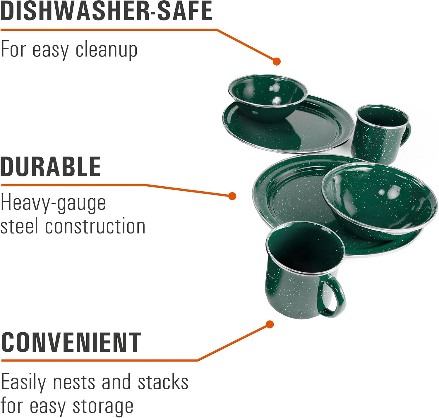 GSI Outdoors Pioneer Enamel 12 Pieces (4-Person) Dish Set I Enamelware Dishes Including Plates, Bowls and Mugs for Camping, Outdoors, RV, Camp, Blue