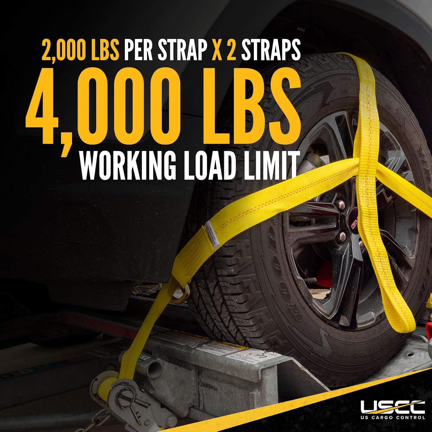 US Cargo Control Adjustable Tow Dolly Basket Straps with Twisted Snap Hooks and Ratchets (4-Pack), Tow Dolly Straps Fit Tires 14-20 Inches, 12
