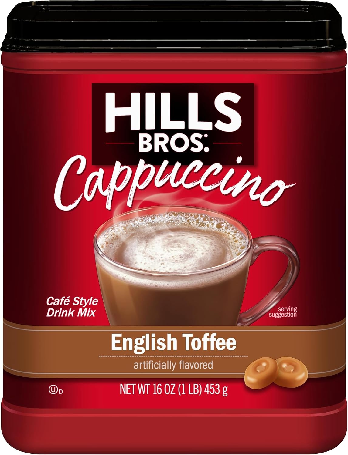 Hills Bros. Cappuccino Mix – Rich, Frothy Coffeehouse-Tasting Instant Drink Mix – Quick and Easy Preparation – Perfect for Hot & Iced Drinks & Creaming Coffee – Double Mocha, 1 Pack of 16oz