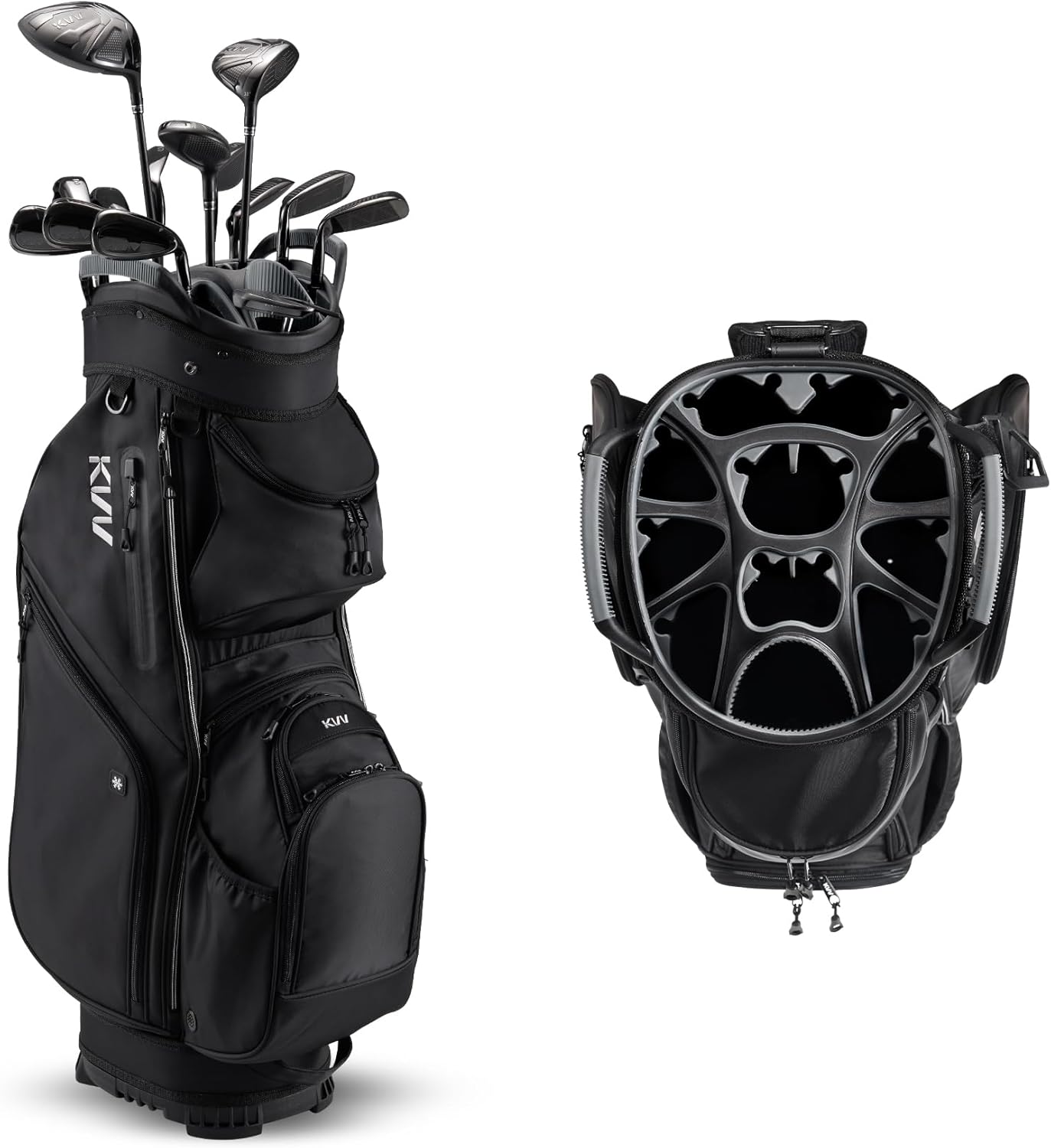 KVV Top-Moded Organizer Cart Bag, Premium Silent Golf Bag with Dual Handles, 14 Club Locking Slots for Men