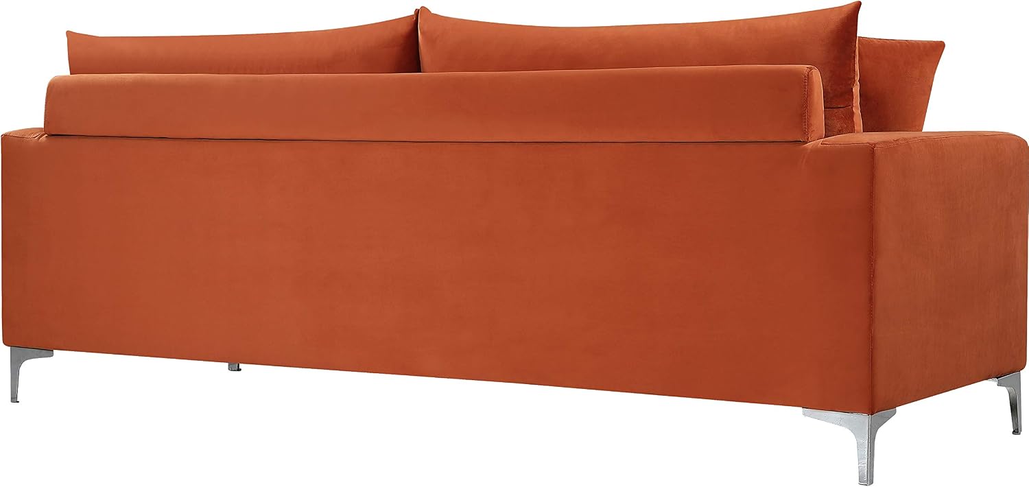 Meridian Furniture Naomi Collection Modern | Contemporary Grey Velvet Upholstered Loveseat with Stainless Steel Base in a Rich Gold or Chrome Finish, 633Grey-L