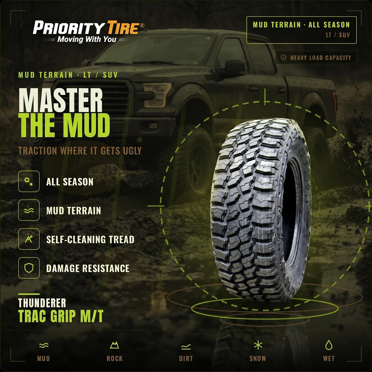 30X9.50R15 THUNDERER TRAC GRIP M/T R408 BSW - THUNDERER TIRE