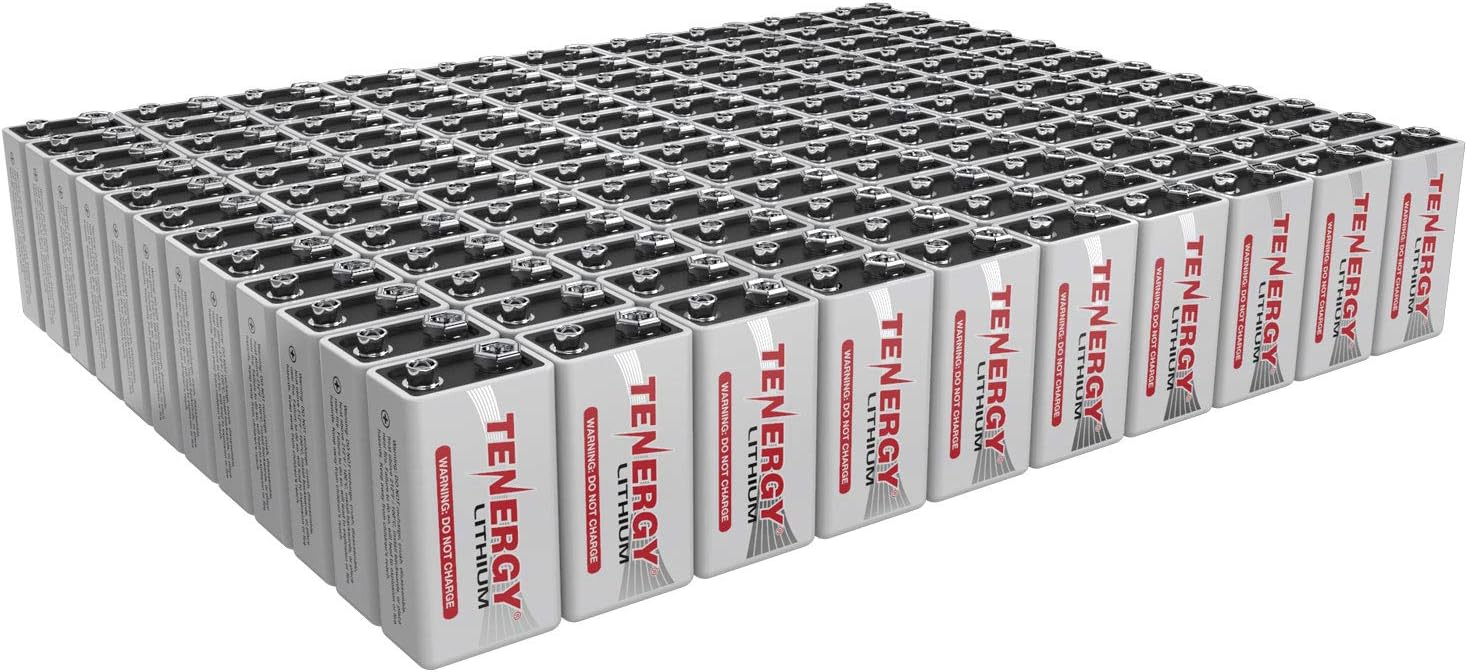 Tenergy 9V Lithium Batteries, 1200mah Non-Rechargeable Batteries, 10 Years Shelf Life Lithium 9 Volt Batteries, 2 Pack