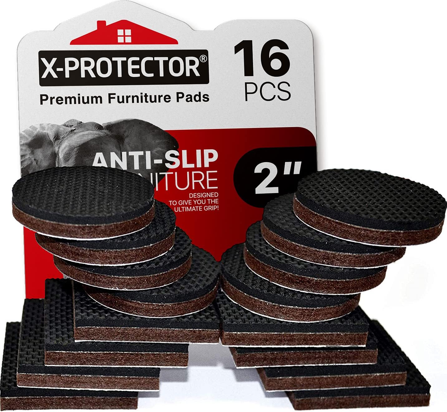 X-PROTECTOR Non Slip Furniture Pads – 12 Premium Furniture Grippers 3"! | Best SelfAdhesive Rubber Feet Furniture Feet – Ideal Non Skid Furniture Pad Floor Protectors – Keep Furniture in Place!