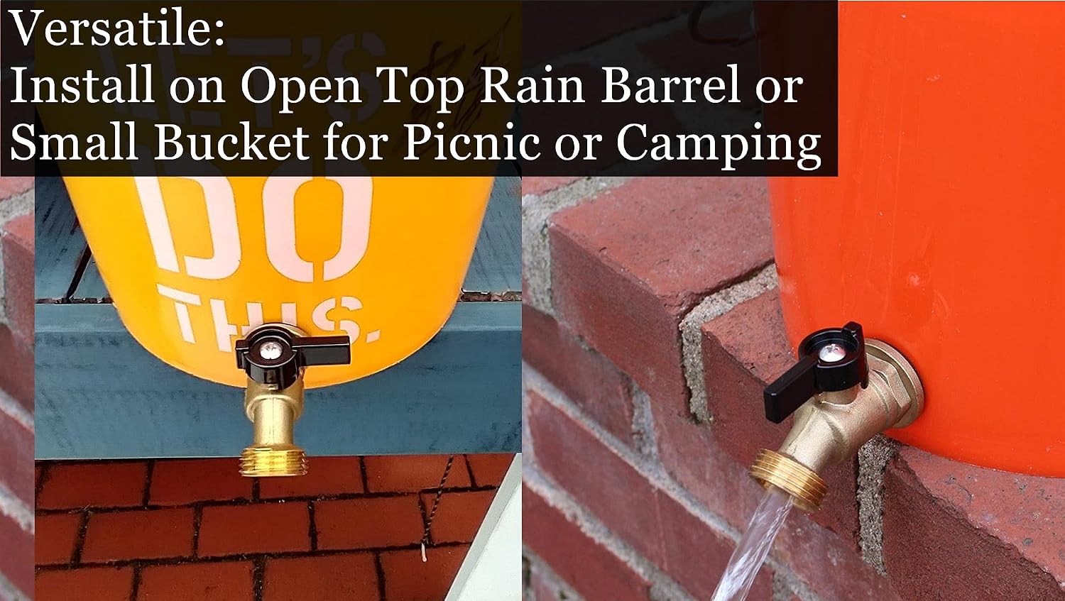 RBS005 Brass Water Container/Rain Barrel Quarter Turn Spigot(LF Compliant, For OPEN TOP BARRELS)