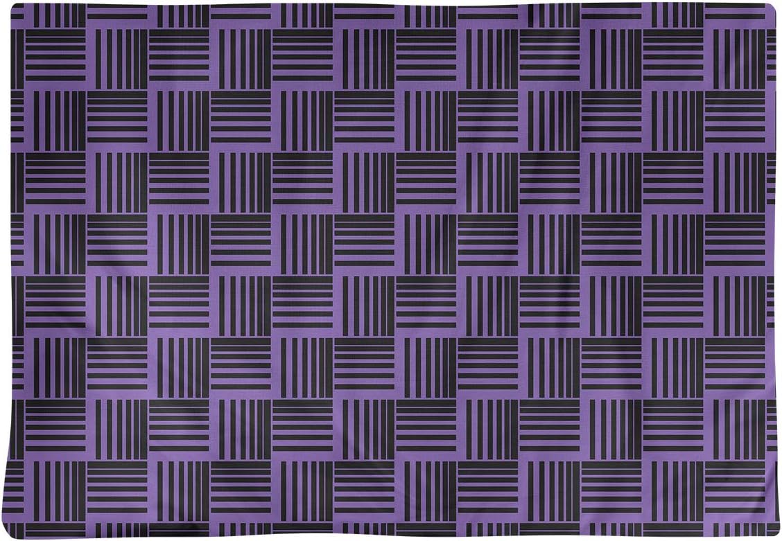 Dana Strider Black & Color Basketweave Stripes Table Placemat, 18 x 14, Purple
