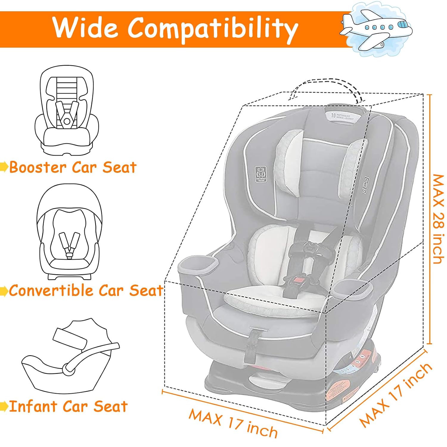 YOREPEK Padded Car Seat Travel Bag Backpack, Toddler Travel Essentials