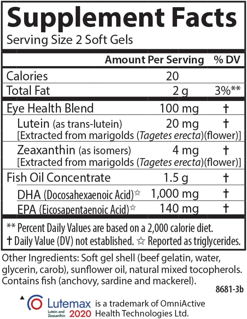 Carlson Right for The Macula, Made with Lutemax 2020, 120 Softgels | Clinically Proven to Support Vision Health, Macular Health, Blue Light Protection