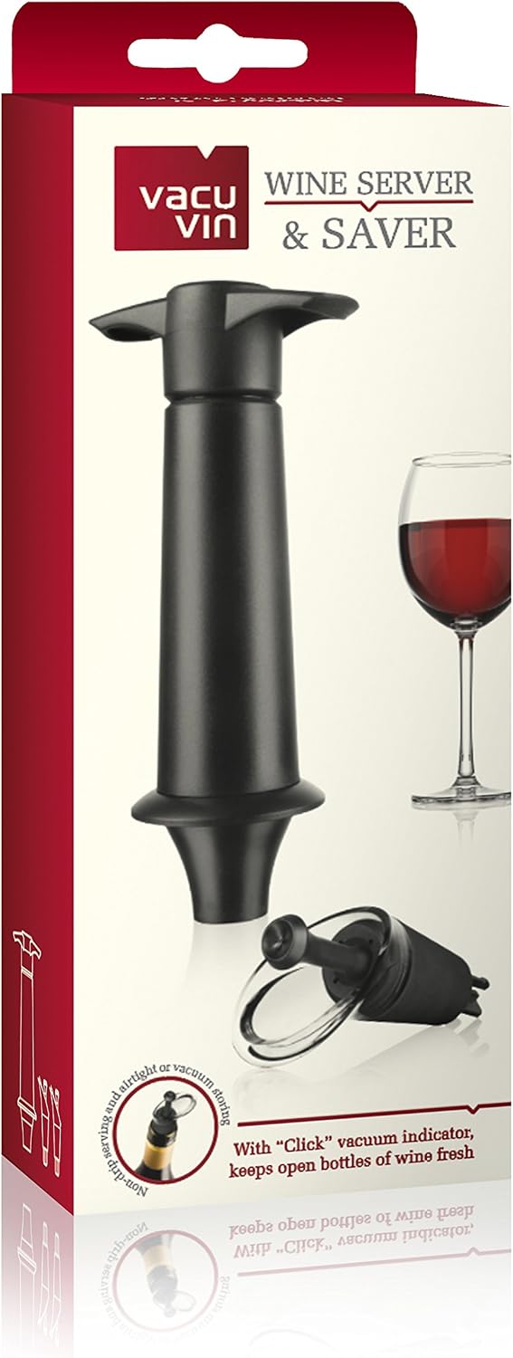 Vacu Vin Wine Pump, Plastic, 5 x 8.3 x 22 cm Black