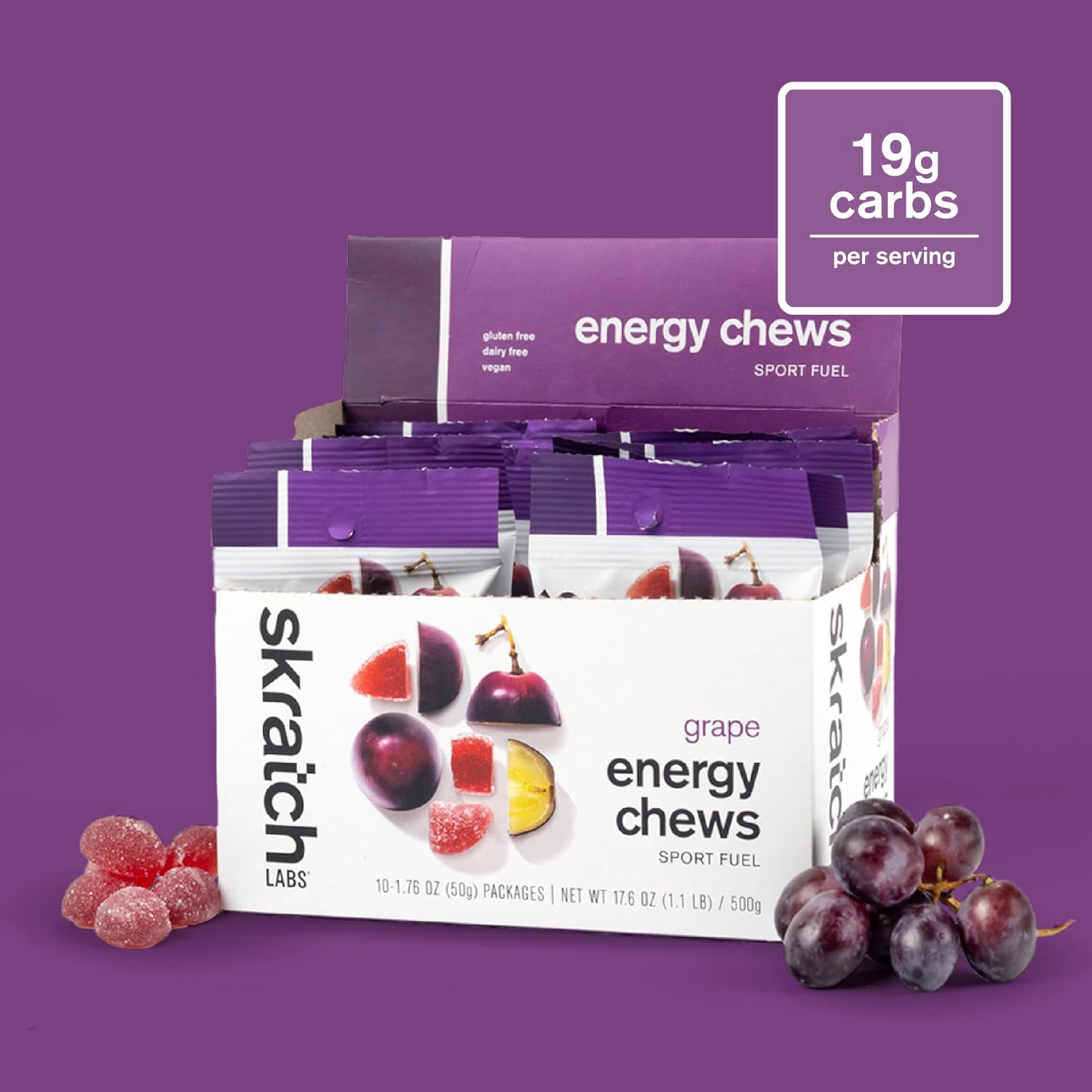 Skratch Labs Energy Chews, Caffeinated Sour Cherry, 10 Pack