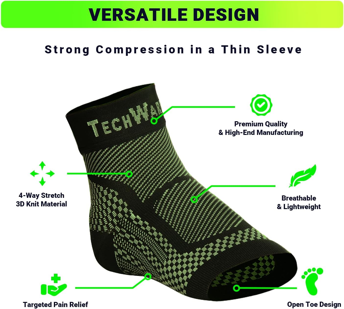 Ankle Brace Compression Sleeve - Plantar Fasciitis Sock. Relieves Achilles Tendonitis. Foot Arch Support Reduces Joint Pain, Swelling & Heel Spur Pain. Injury Recovery Braces for Sports